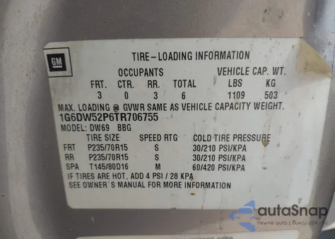 1996 Cadillac Fleetwood Brougham from USA, damaged, VIN 1G6DW52P6TR706755